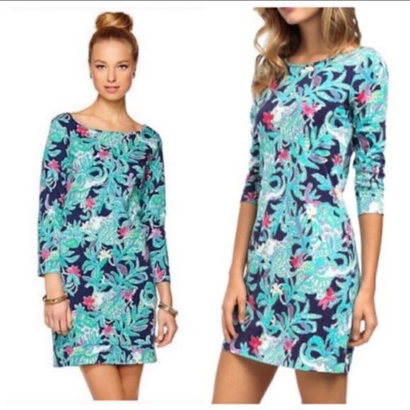 Lilly Pulitzer Marlowe Dress Trunk Show 100% Pima Cotton Tropical Floral - Picture 1 of 6